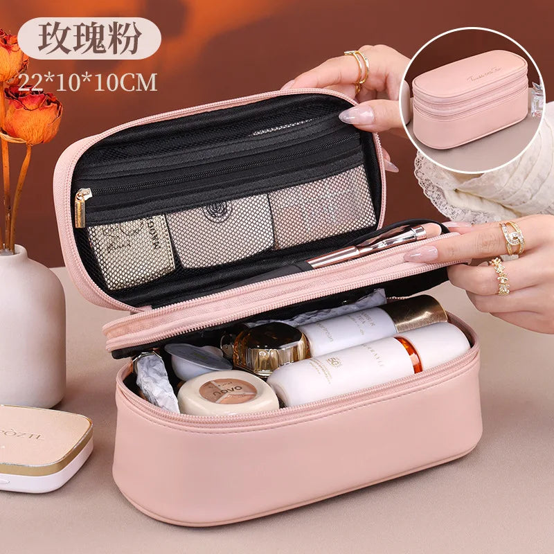 Women's Cosmetic Bag Makeup Bag Double Layer Large Capacity Luxury Cosmetics Organizer Travel Essentials Women's Cosmetic Bag
